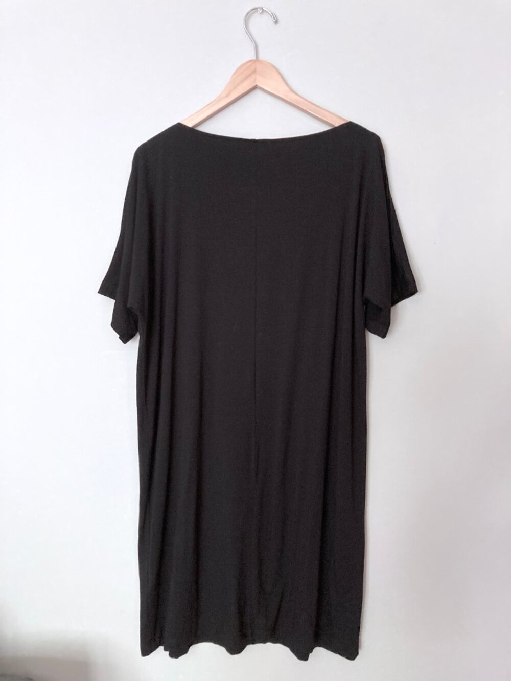 EILEEN FISHER Black T Shirt Dress Tencel Knit sz S